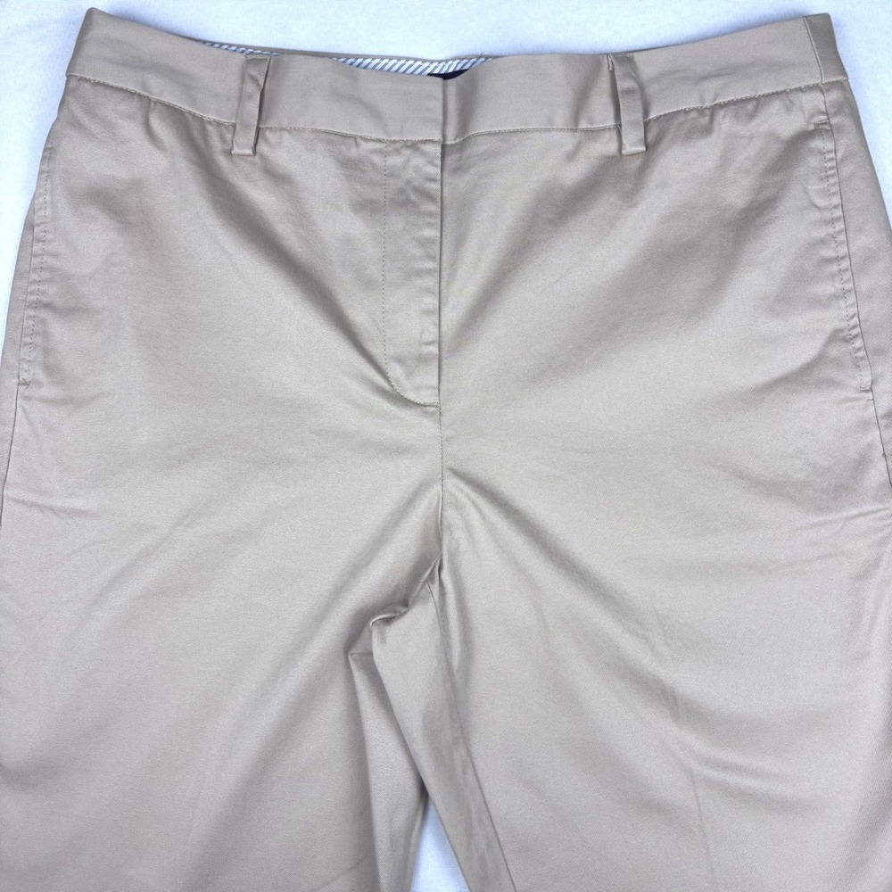 Lands' End Khaki Tan Chino Flat Front Mid Rise Straight Leg Womens TALL Sz 14